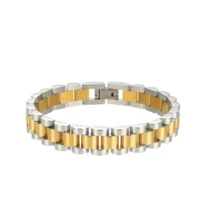 Watchband Bracelet in Mixed Metal