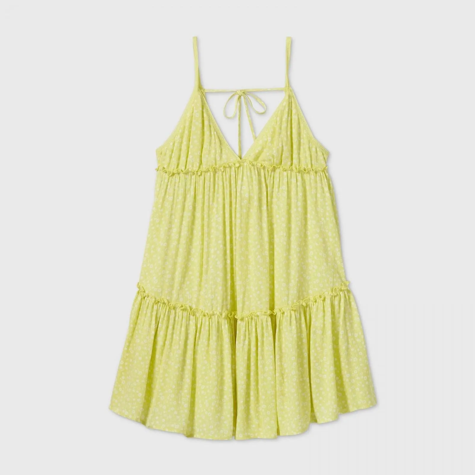Wild Fable Womens Floral Print Sleeveless Tiered Swing Dress 51645A0001 Yellow L