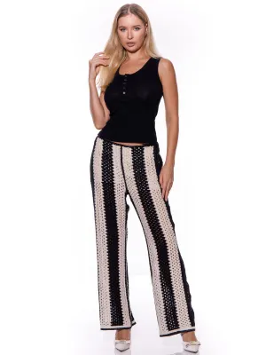 WOMEN'S COLORBLOCK KNIT WIDE LEG PANTS