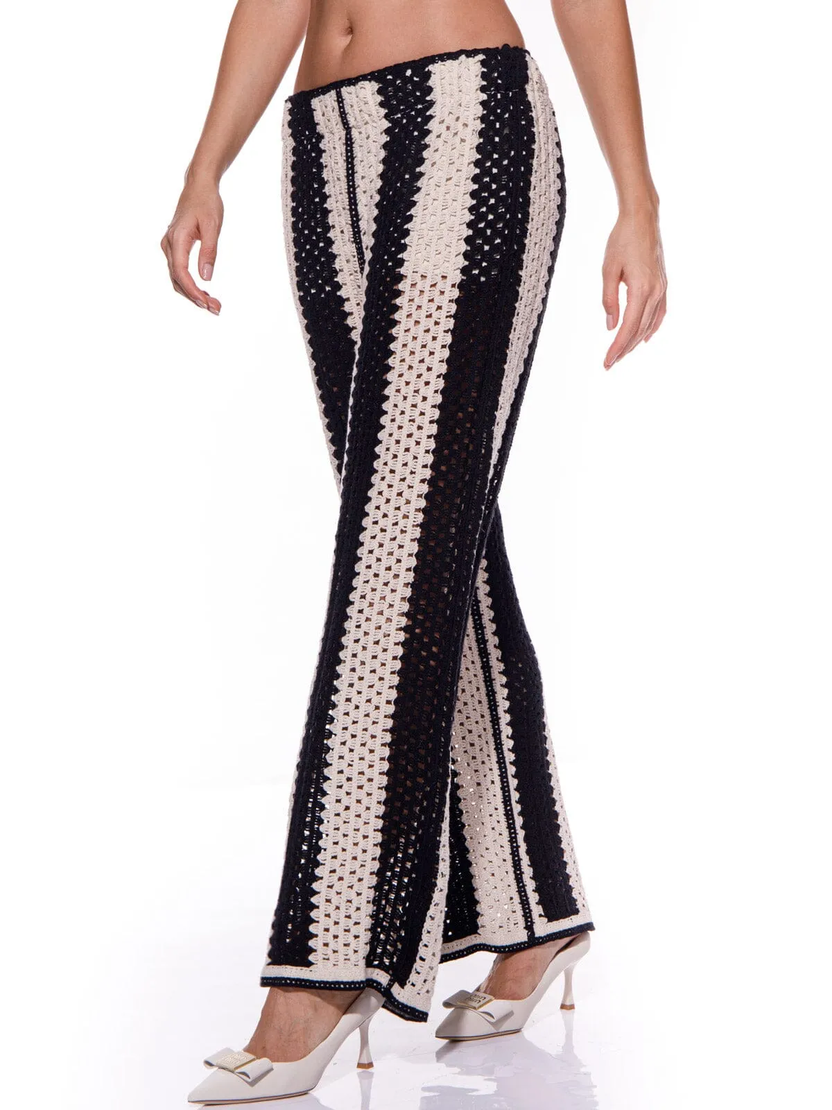 WOMEN'S COLORBLOCK KNIT WIDE LEG PANTS