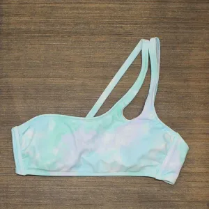 Xhilaration Tie Dye One Shoulder Bikini Top Blue Large (8-10)