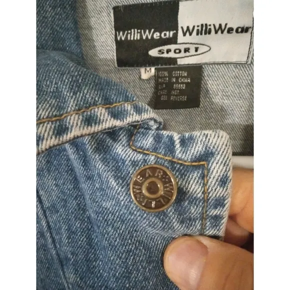 Y2K 90's VTG Jean Jacket Willi Wear Sport Denim Pockets Button Front Western M