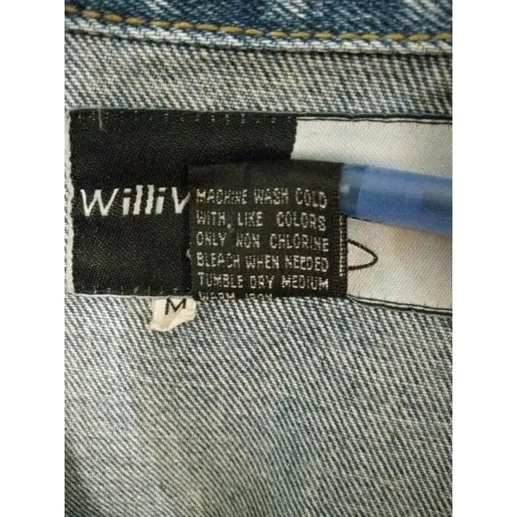Y2K 90's VTG Jean Jacket Willi Wear Sport Denim Pockets Button Front Western M