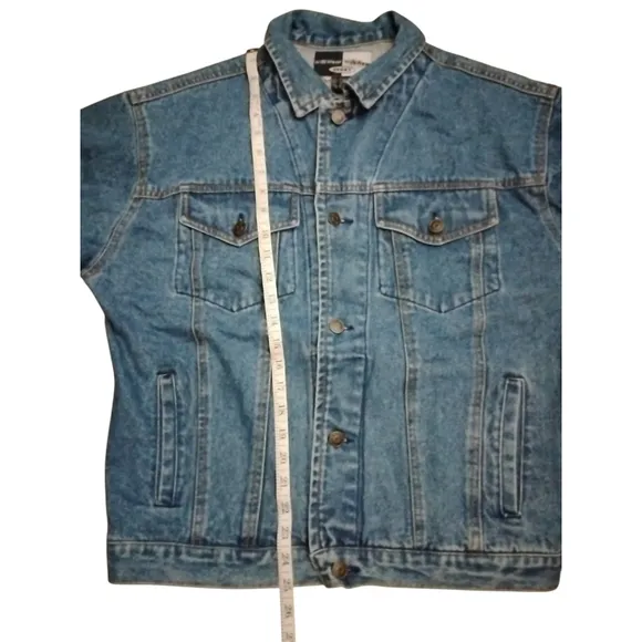 Y2K 90's VTG Jean Jacket Willi Wear Sport Denim Pockets Button Front Western M