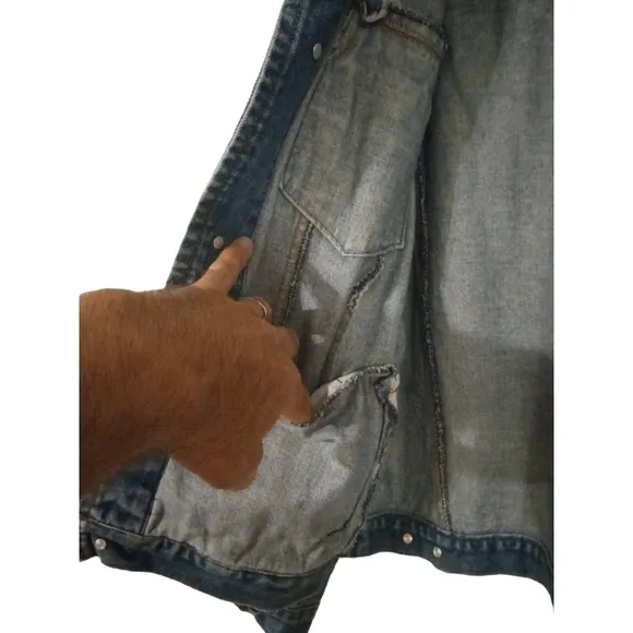 Y2K 90's VTG Jean Jacket Willi Wear Sport Denim Pockets Button Front Western M