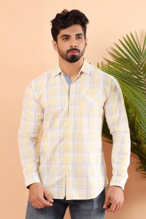 Yellow Windowpane Casual Shirt FS Regular Fit