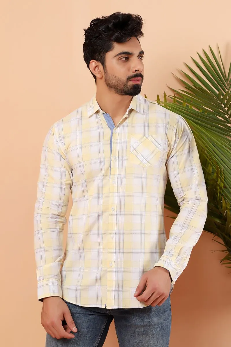 Yellow Windowpane Casual Shirt FS Regular Fit