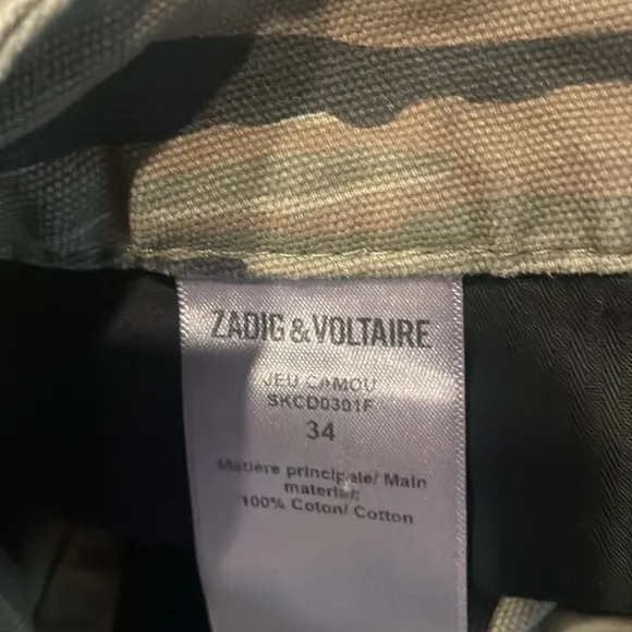 Zadig &amp; Voltaire Jeu Camou Skirt Size 34